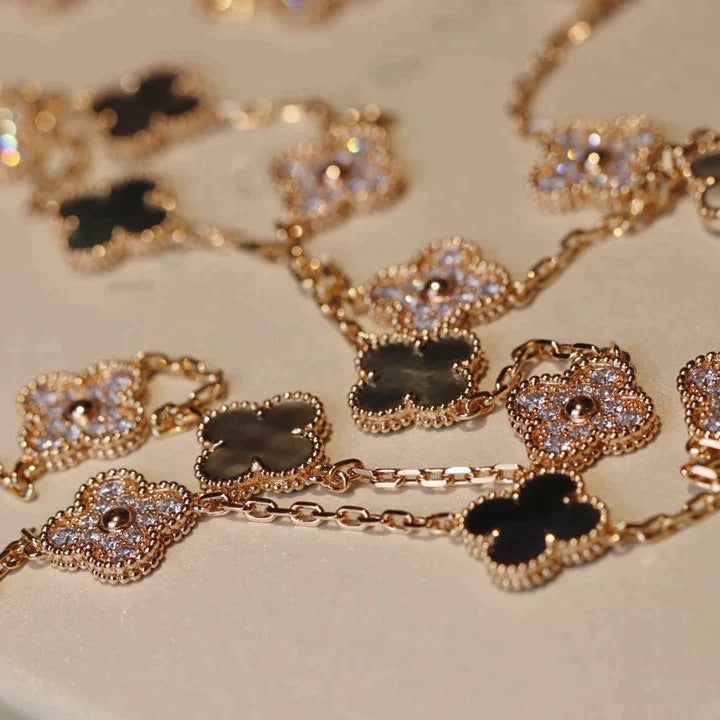 [Psychic Jewelrys]CLOVER 20 MOTIFS DARK MOP DIAMOND  NECKLACE