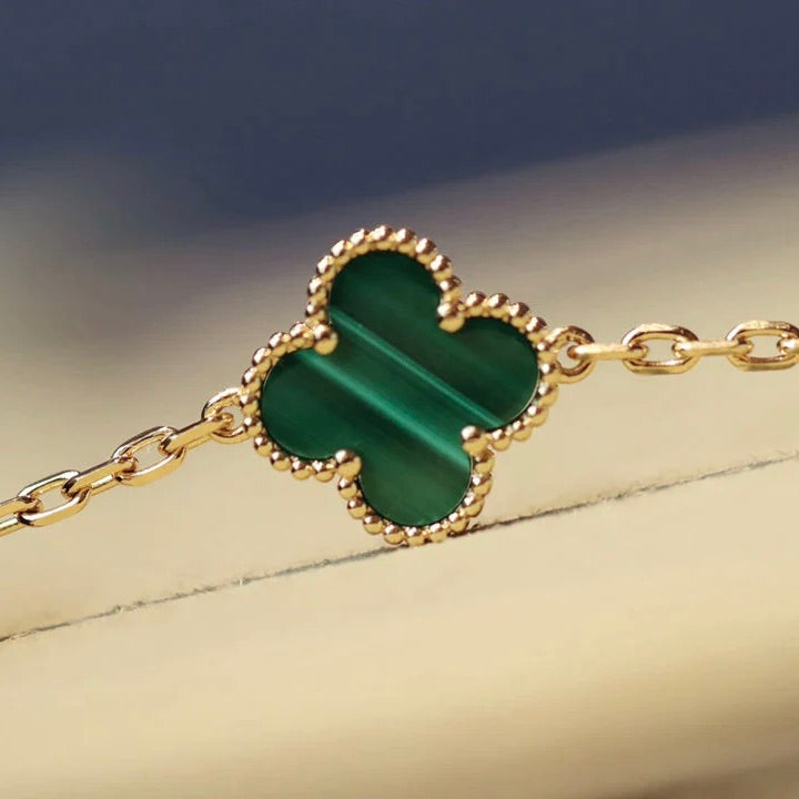 [Psychic Jewelrys]CLOVER 20 MOTIFS MALACHITE DIAMOND NECKLACE