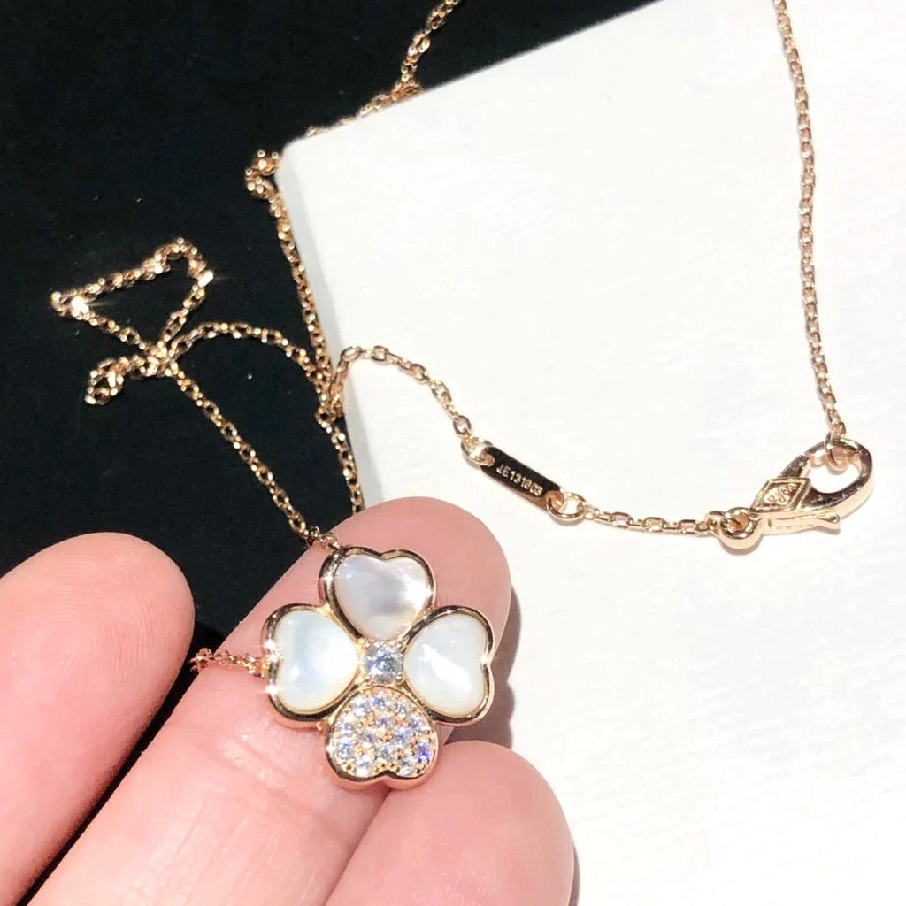 [Psychic Jewelrys]CLOVER MOP DIAMOND ROSE GOLD NECKLACE
