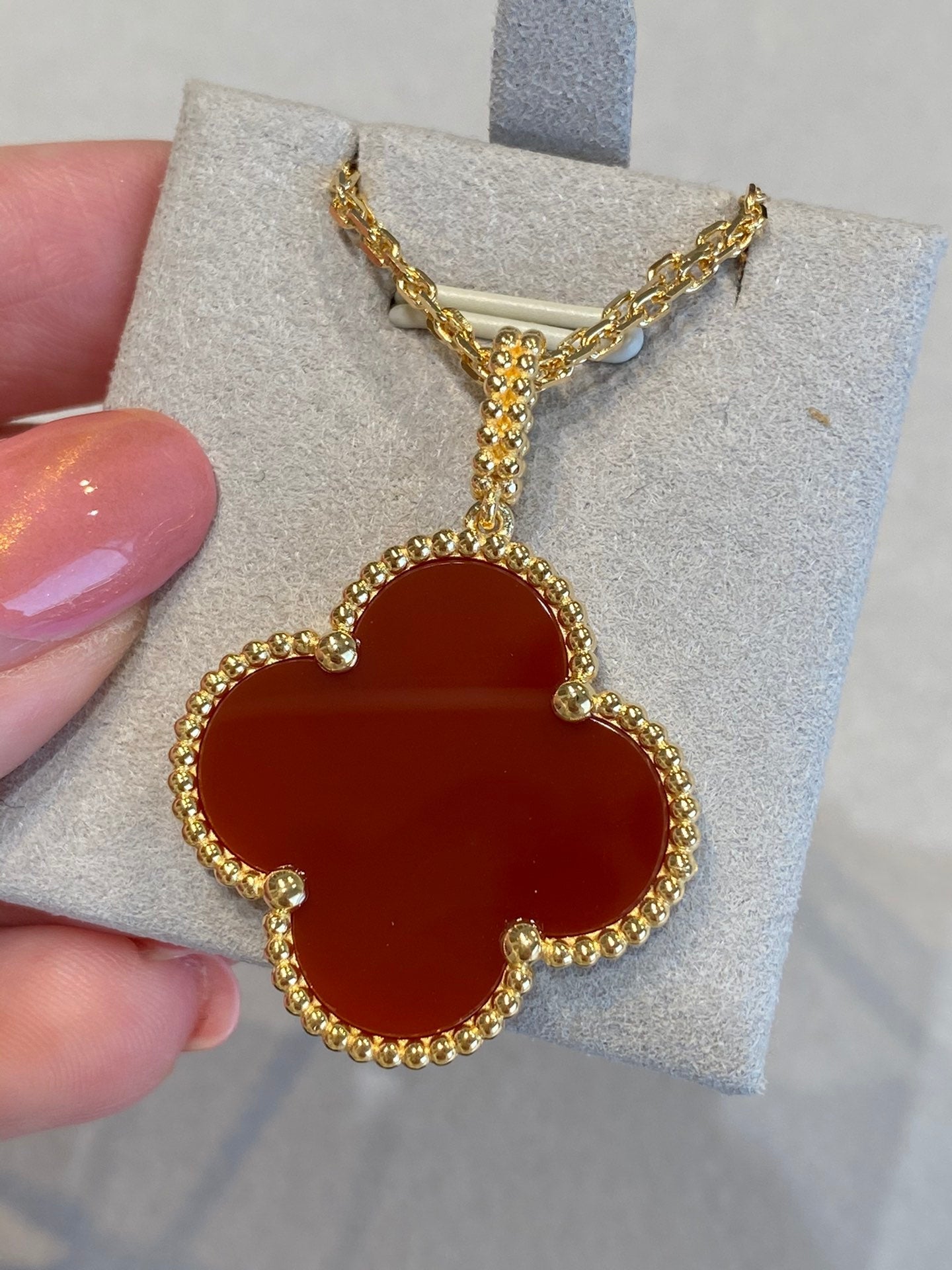 [Psychic Jewelrys]CLOVER 25MM NECKLACE GOLD CARNELIAN