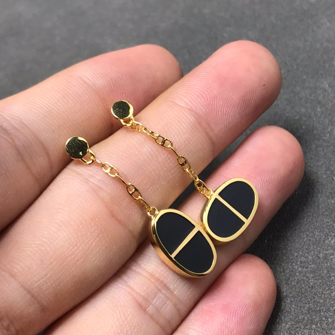 [Psychic Jewelrys]CHAINE VERSO BLACK CERAMIC SILVER EARRINGS