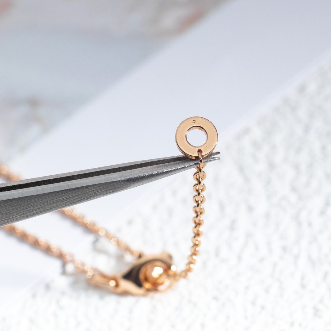 [Psychic Jewelrys]ZERO 1 WHITE CERAMIC PINK GOLD DIAMOND NECKLACE