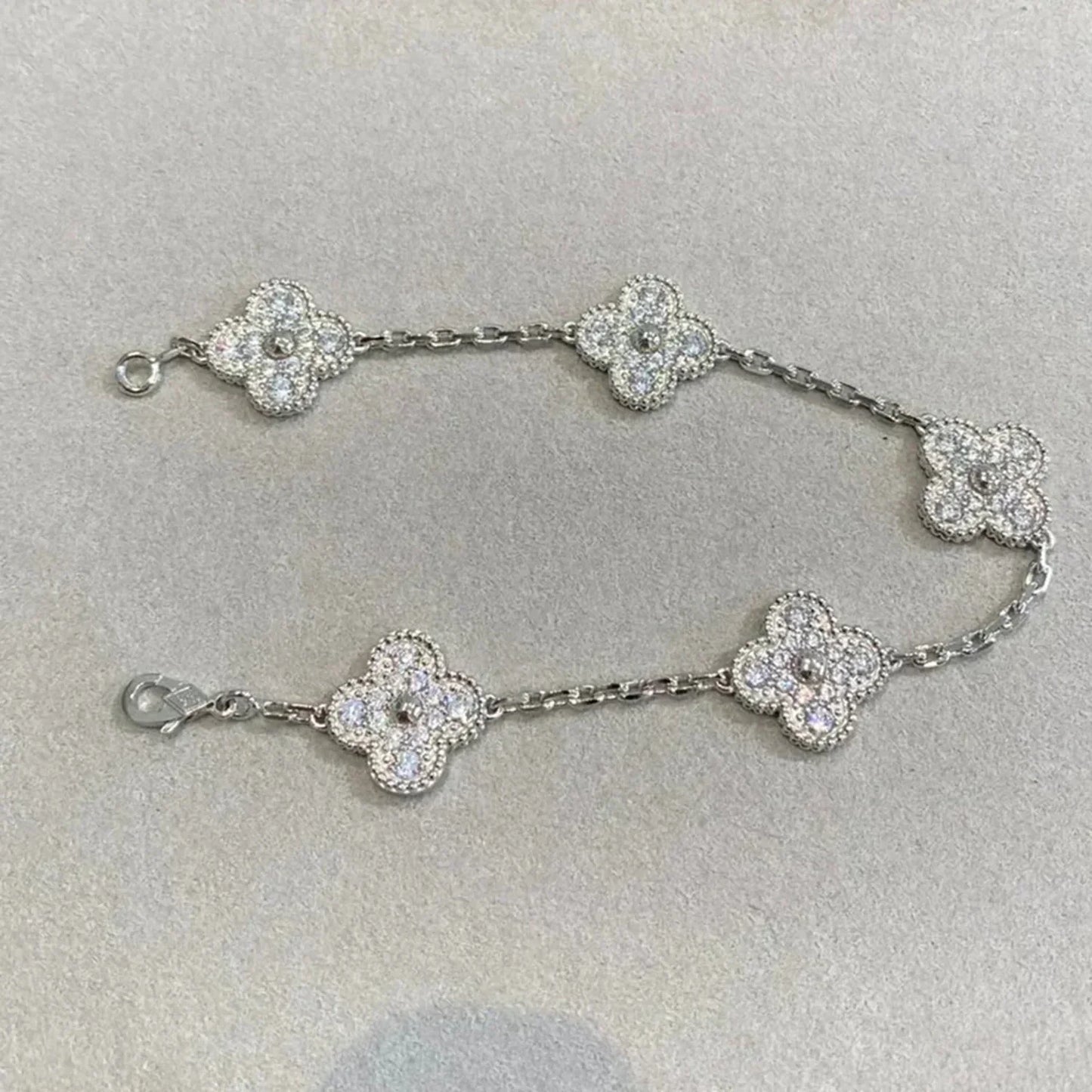 [Psychic Jewelrys]CLOVER 5 MOTIFS  DIAMOND BRACELET SILVER