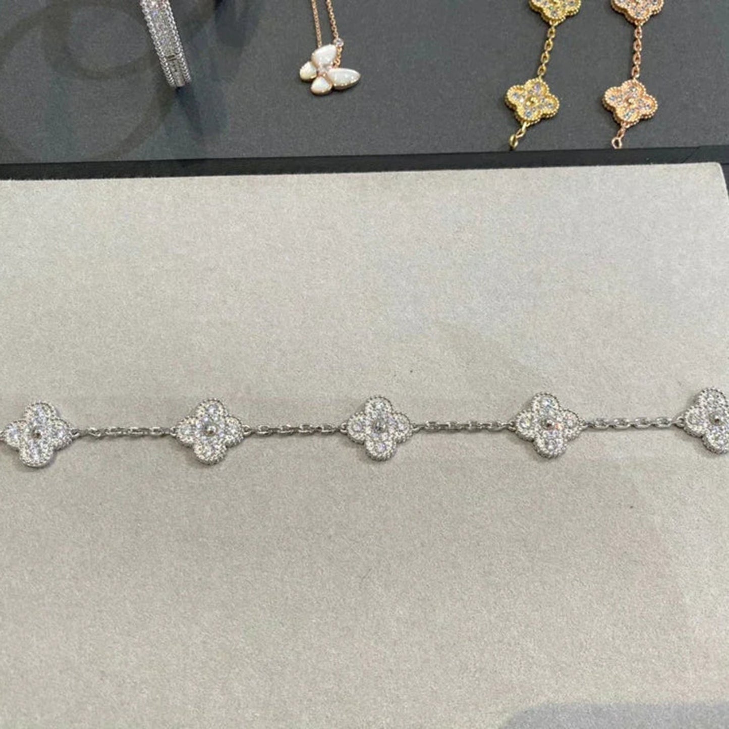 [Psychic Jewelrys]CLOVER 5 MOTIFS  DIAMOND BRACELET SILVER