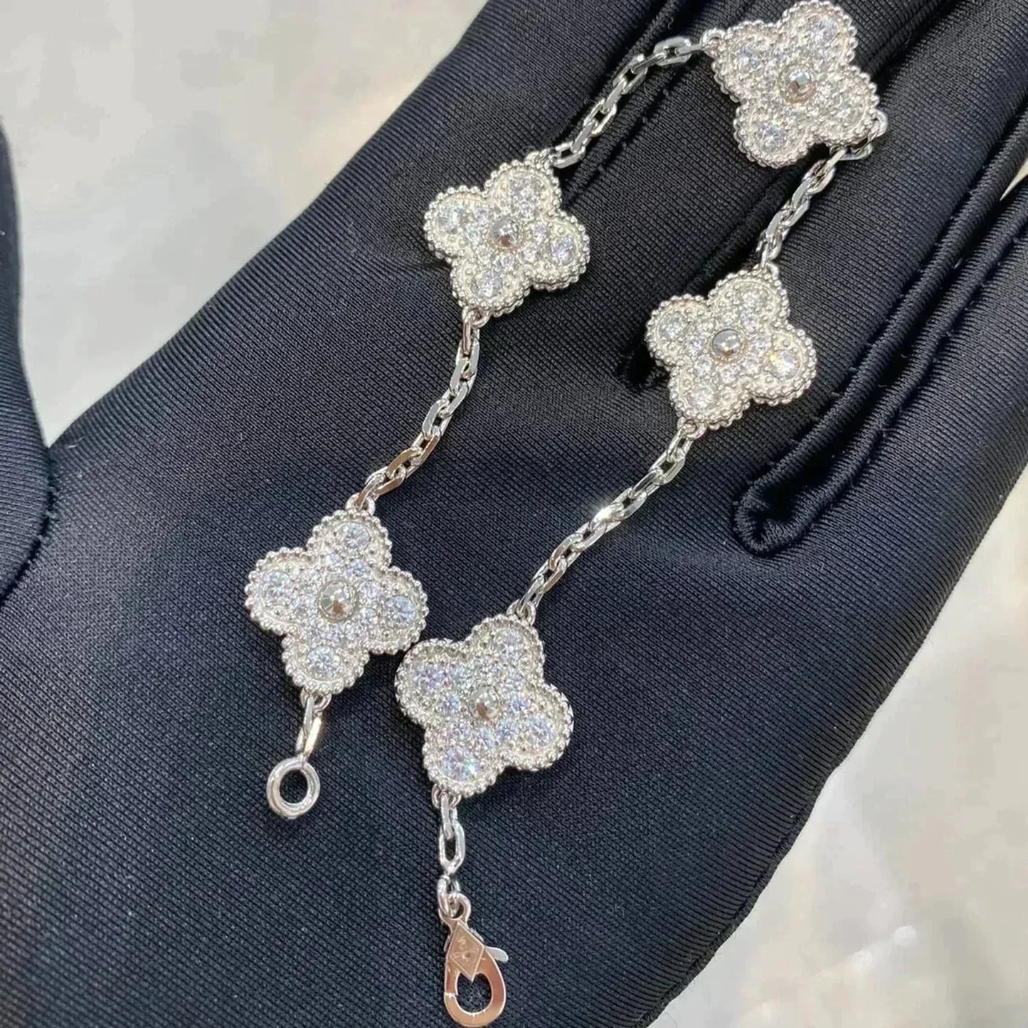 [Psychic Jewelrys]CLOVER 5 MOTIFS  DIAMOND BRACELET SILVER