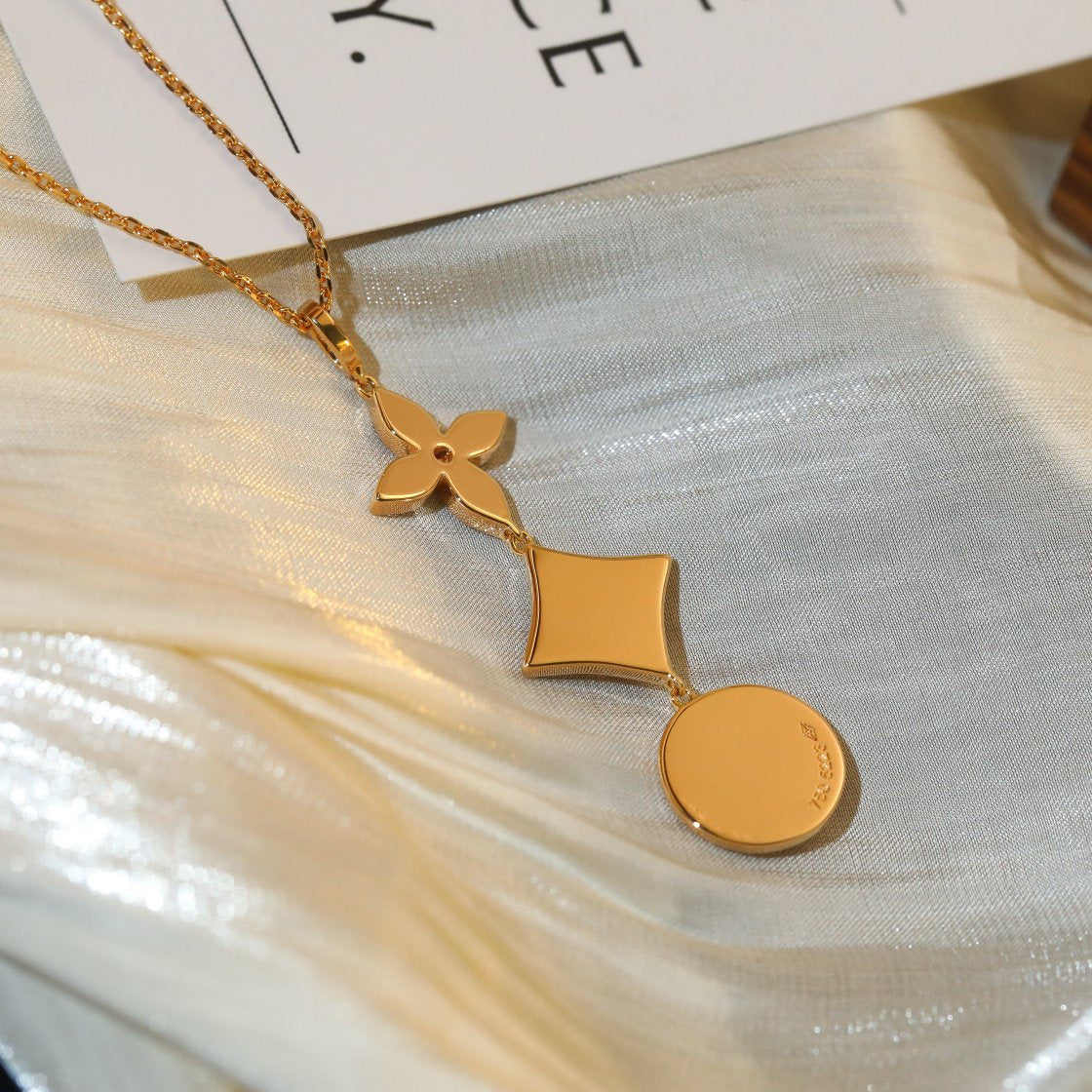 [Psychic Jewelrys]STAR AND SUN DIAMOND PINK GOLD NECKLACE