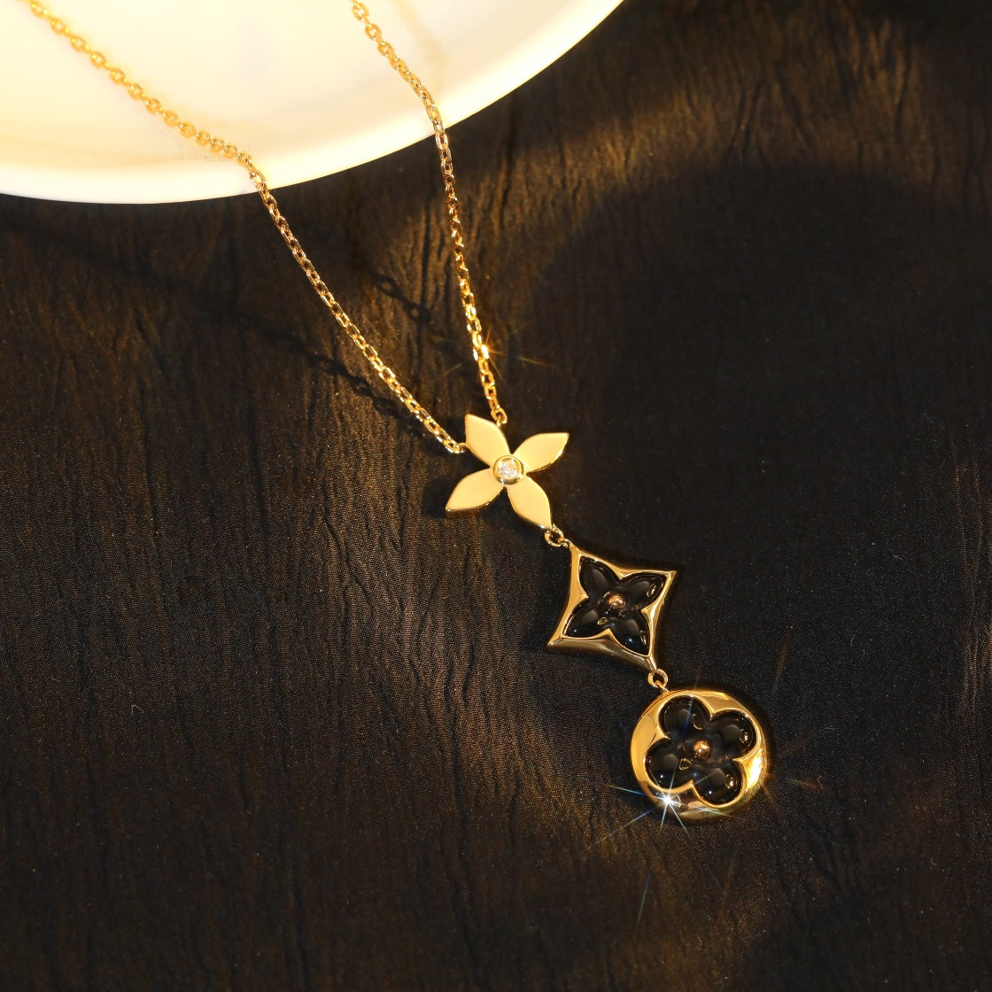 [Psychic Jewelrys]STAR AND SUN ONYX PINK GOLD NECKLACE