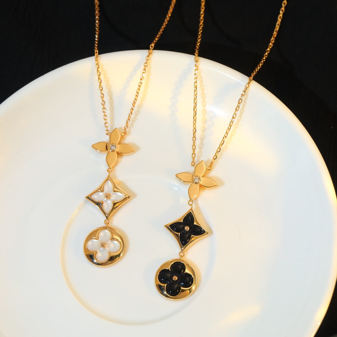 [Psychic Jewelrys]STAR AND SUN ONYX PINK GOLD NECKLACE