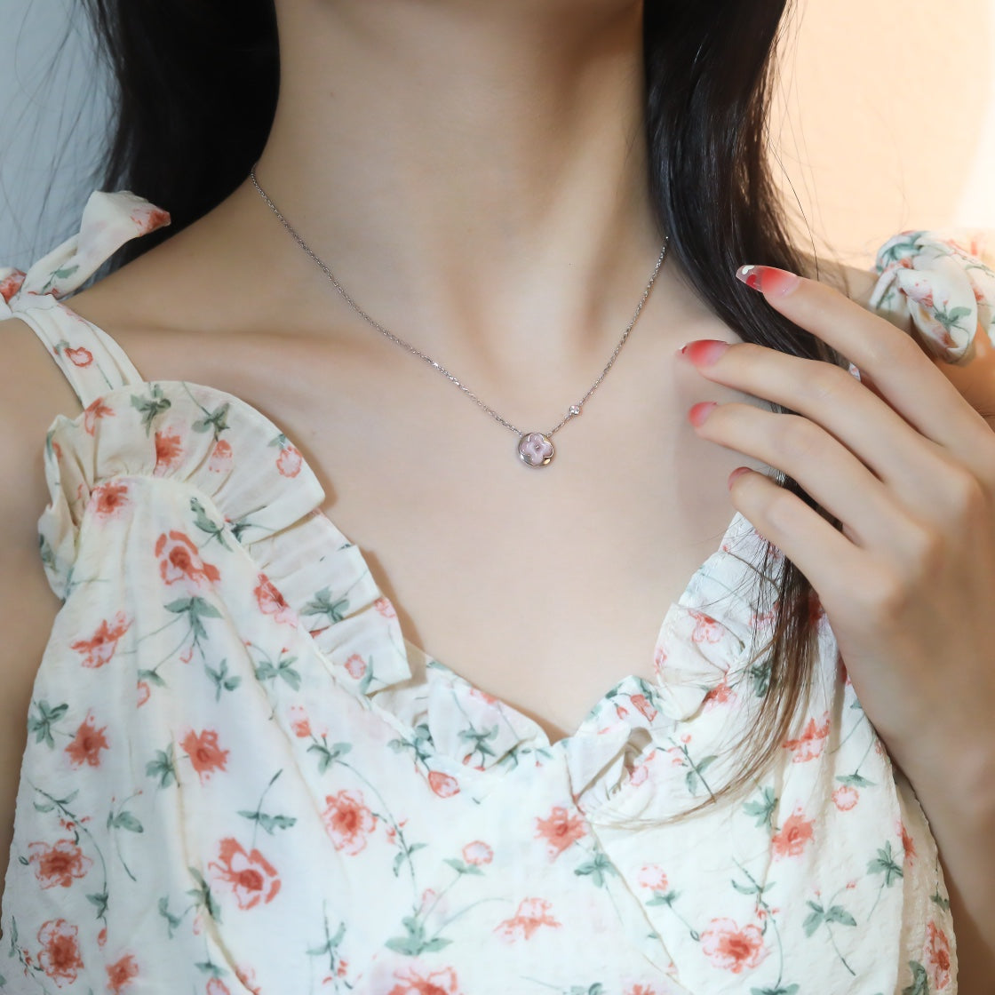 [Psychic Jewelrys]SUN PEDANT PINK GOLD 1 DIAMOND NECKLACE
