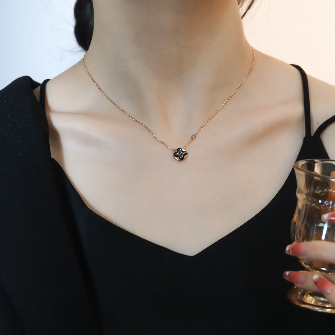[Psychic Jewelrys]SUN PEDANT PINK GOLD 1 DIAMOND NECKLACE