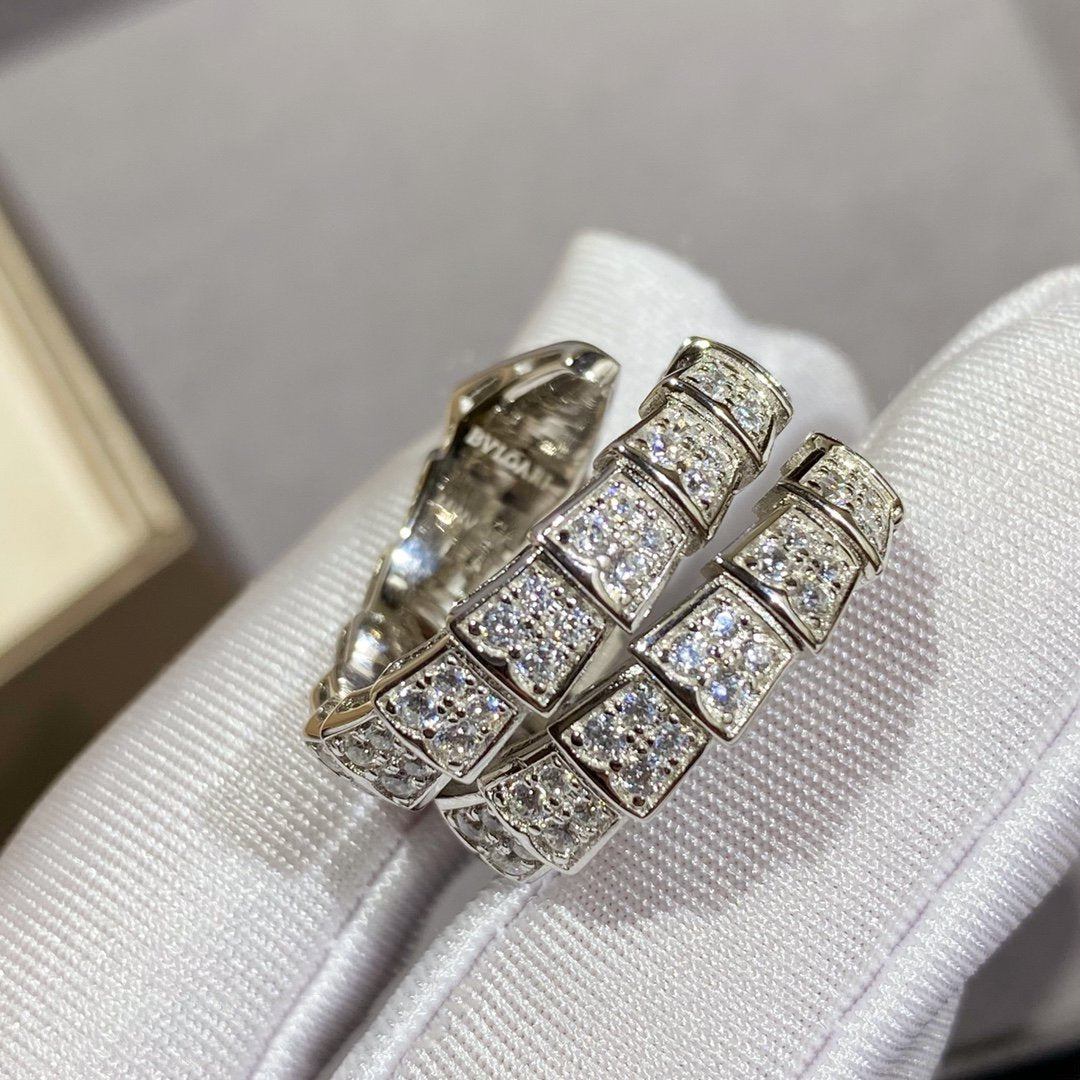 [Psychic Jewelrys]SERPENTI DOUBLE RING SILVER DIAMOND PAVED