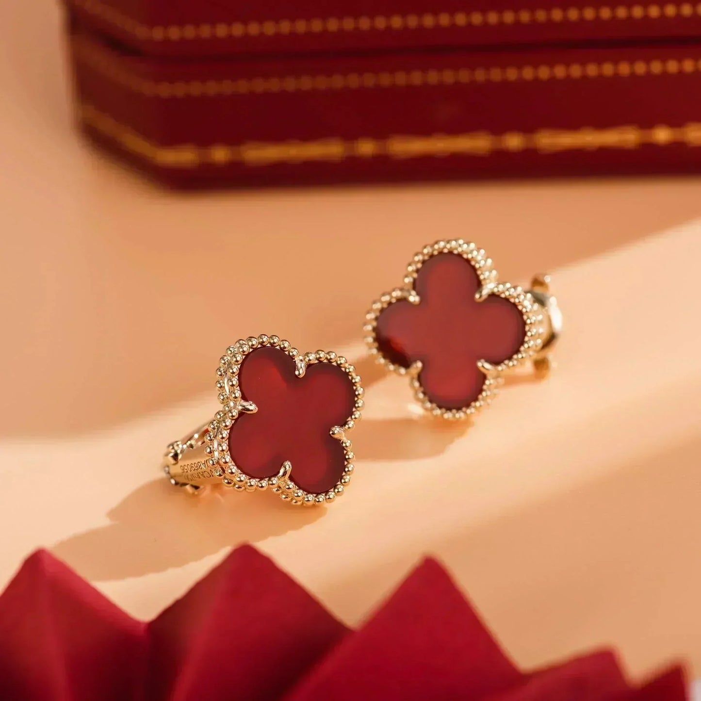 [Psychic Jewelrys]CLOVER MEDIUM 1 MOTIFS CARNELIAN  EARRINGS