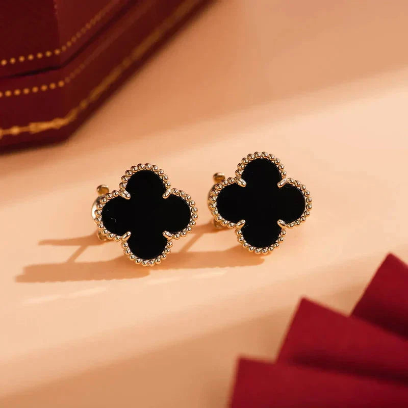 [Psychic Jewelrys]CLOVER MEDIUM 1 MOTIFS  ONYX STUD EARRINGS
