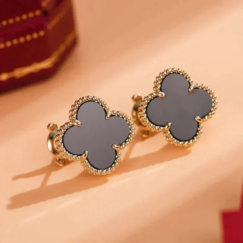 [Psychic Jewelrys]CLOVER MEDIUM 1 MOTIFS  ONYX STUD EARRINGS
