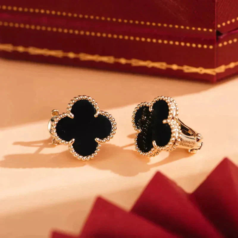 [Psychic Jewelrys]CLOVER MEDIUM 1 MOTIFS  ONYX STUD EARRINGS