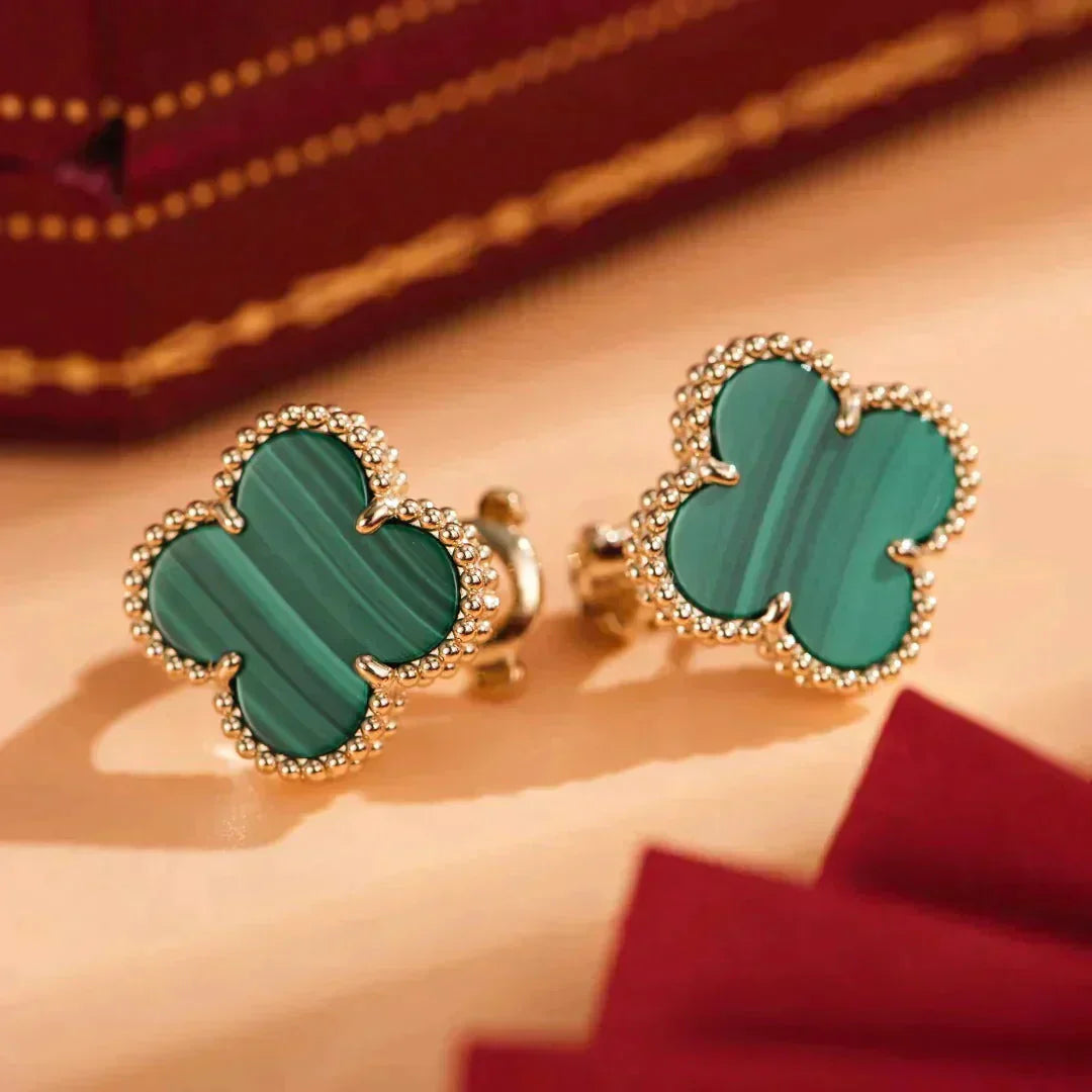 [Psychic Jewelrys]CLOVER MEDIUM 1 MOTIFS MALACHITE  EARRINGS