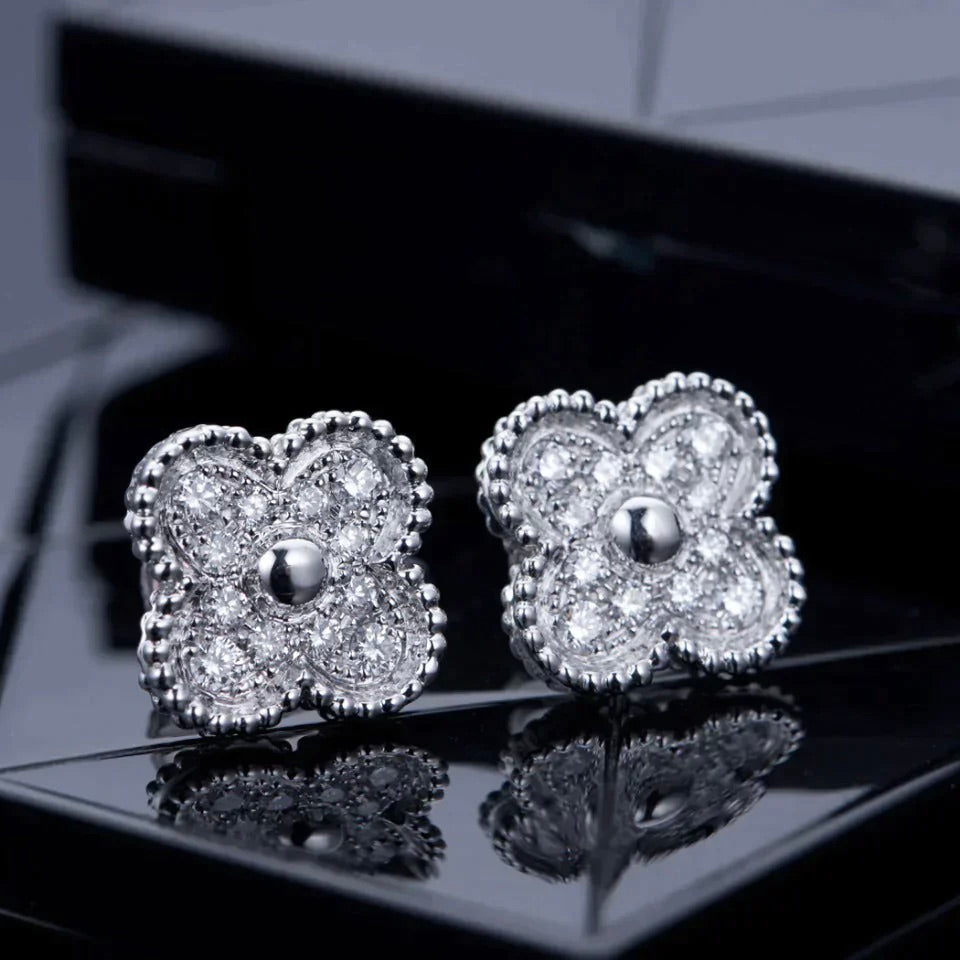 [Psychic Jewelrys]CLOVER 1 MOTIFS DIAMOND STUD EARRINGS SILVER