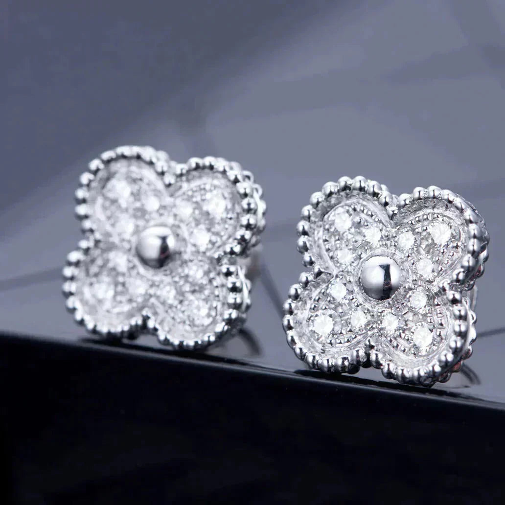 [Psychic Jewelrys]CLOVER 1 MOTIFS DIAMOND STUD EARRINGS SILVER