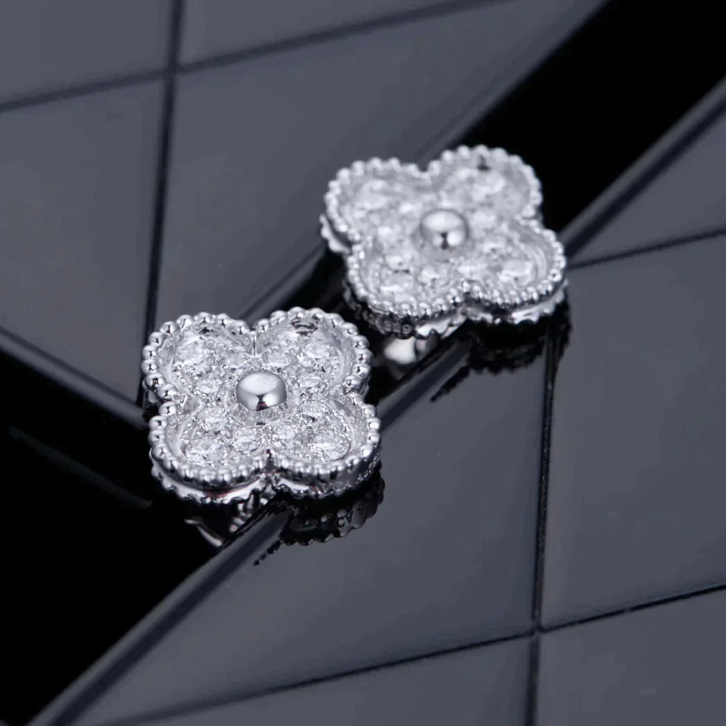 [Psychic Jewelrys]CLOVER 1 MOTIFS DIAMOND STUD EARRINGS SILVER