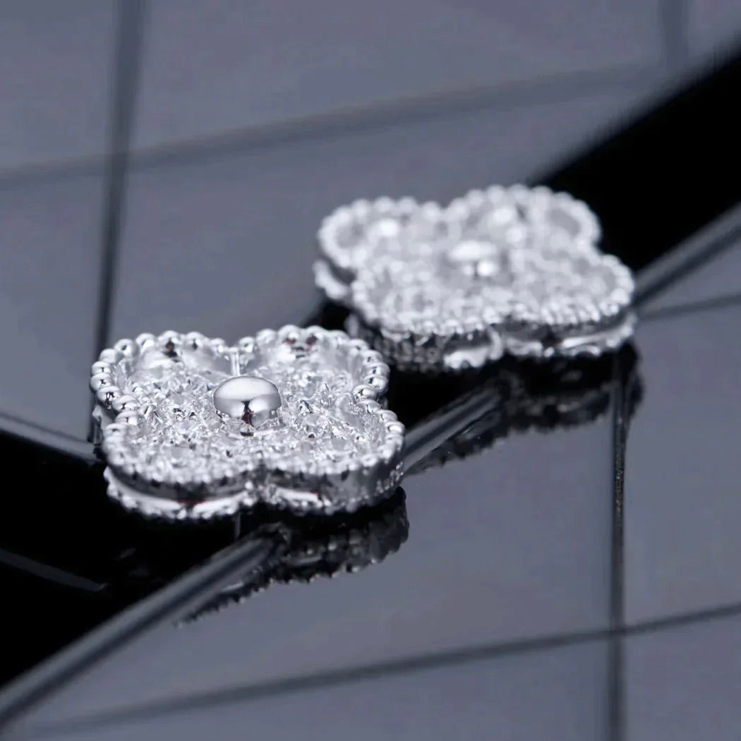 [Psychic Jewelrys]CLOVER 1 MOTIFS DIAMOND STUD EARRINGS SILVER