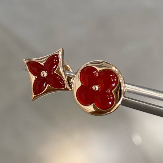 [Psychic Jewelrys]STAR AND SUN PINK GOLD CARNELIAN STUD EARRINGS