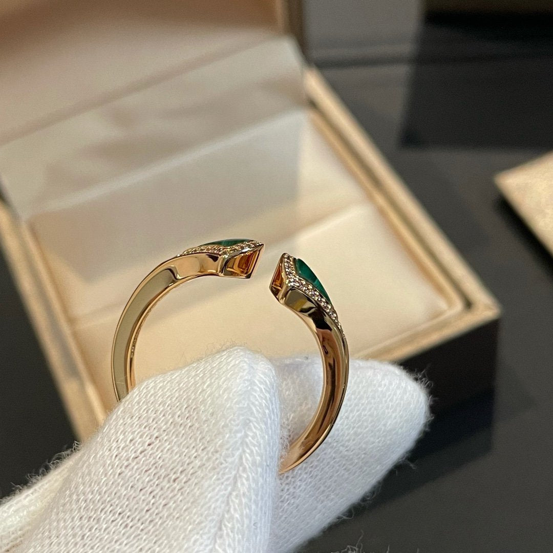 [Psychic Jewelrys]DREAM MALACHITE DIAMOND OPEN RING
