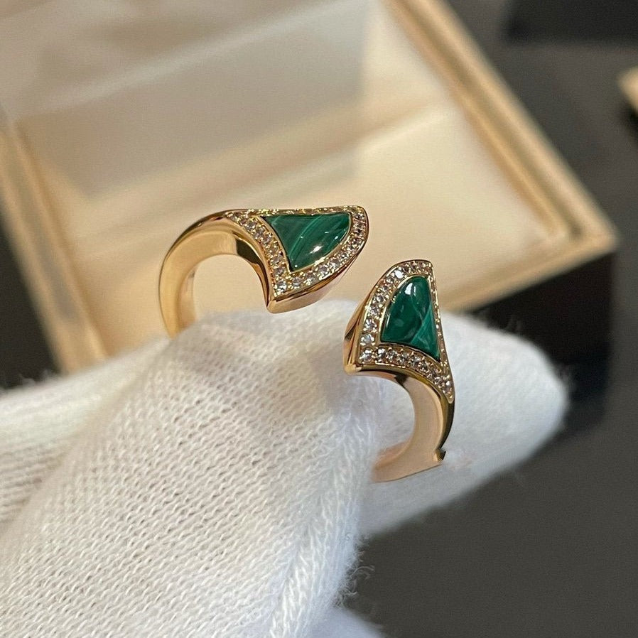 [Psychic Jewelrys]DREAM MALACHITE DIAMOND OPEN RING