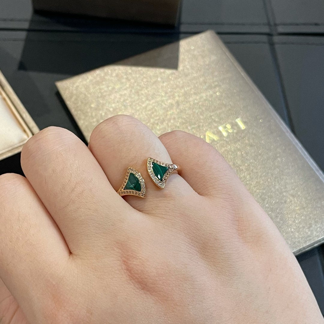[Psychic Jewelrys]DREAM MALACHITE DIAMOND OPEN RING