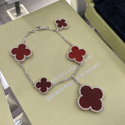 [Psychic Jewelrys]CLOVER 5 MOTIFS SIVLER CARNELIAN BRACELET