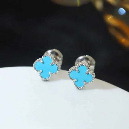 [Psychic Jewelrys]CLOVER MINI 9.5MM ONYX STUD EARRINGS SILVER