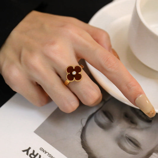[Psychic Jewelrys]CLOVER CARNELIAN RING ROSE GOLD DIAMOND