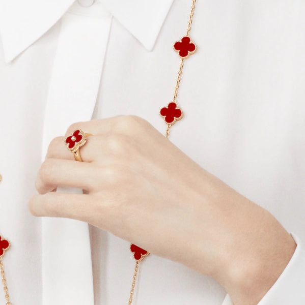 [Psychic Jewelrys]CLOVER CARNELIAN RING ROSE GOLD DIAMOND