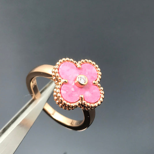 [Psychic Jewelrys]CLOVER RHODONITE ROSE GOLD RING