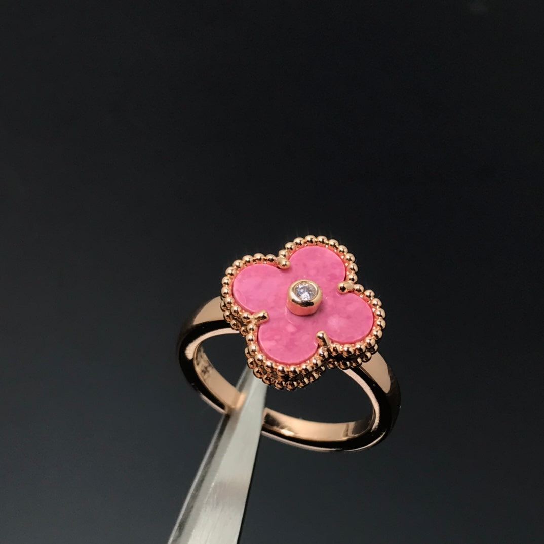 [Psychic Jewelrys]CLOVER RHODONITE ROSE GOLD RING