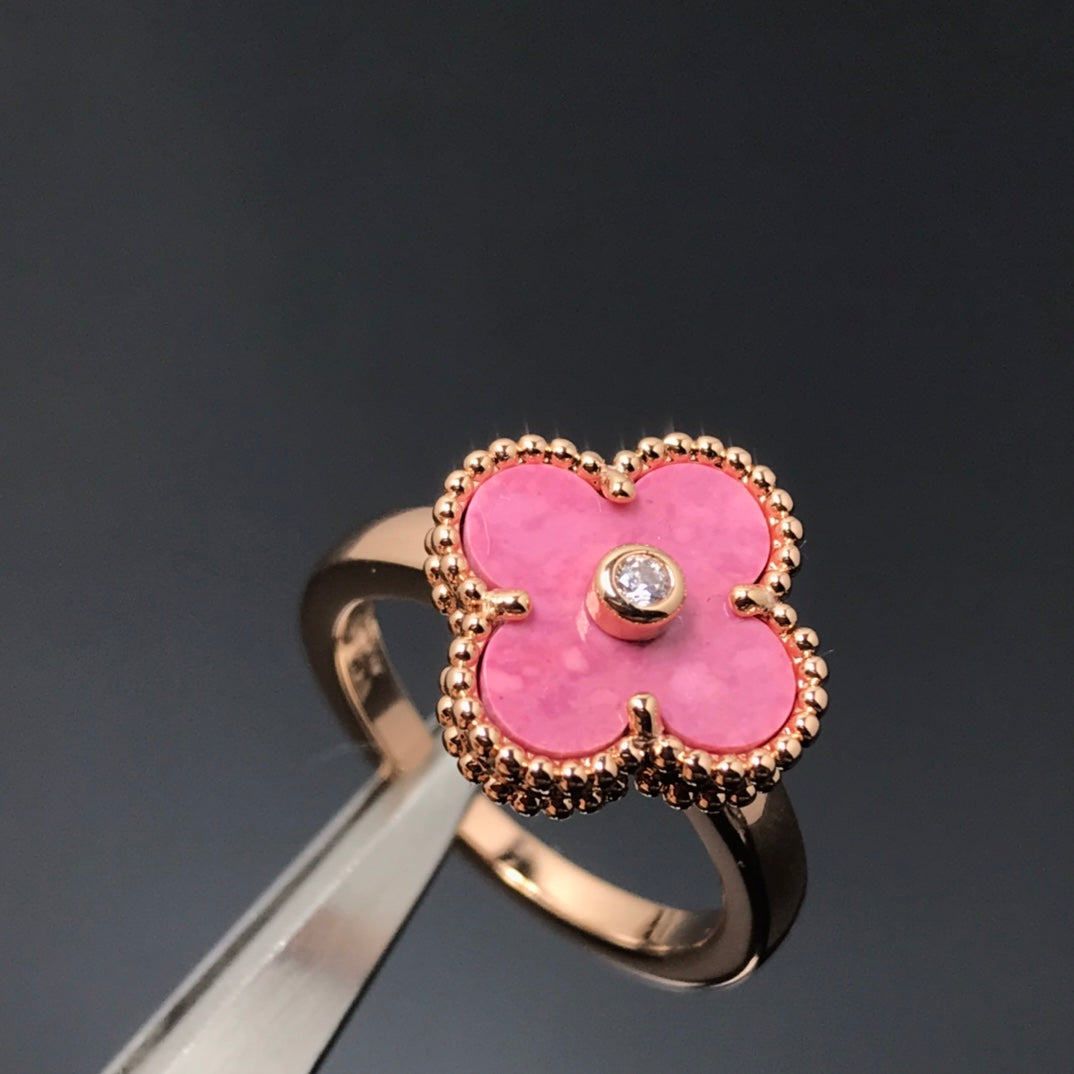 [Psychic Jewelrys]CLOVER RHODONITE ROSE GOLD RING