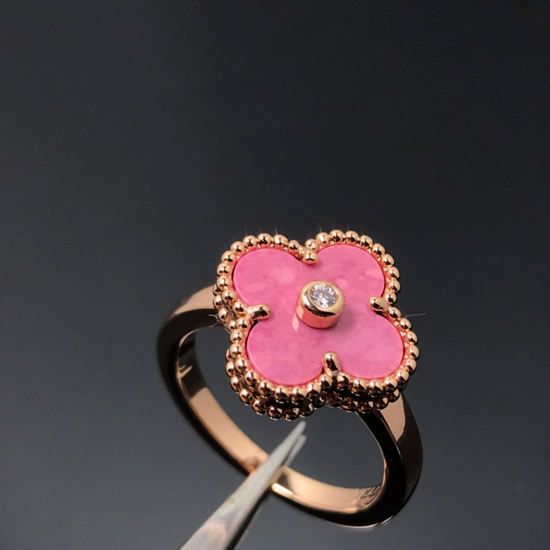 [Psychic Jewelrys]CLOVER RHODONITE ROSE GOLD RING