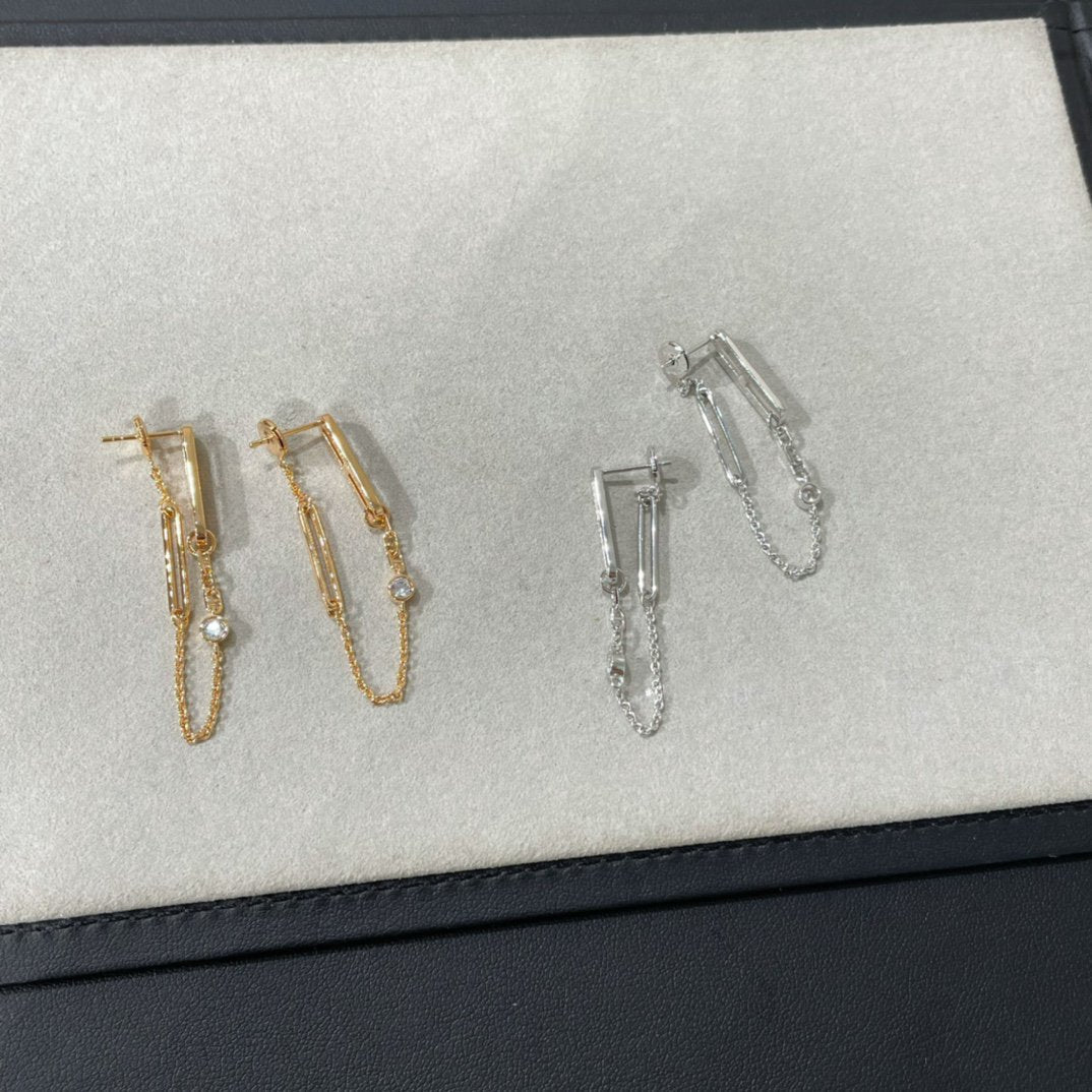 [Psychic Jewelrys]CHAINE CHAOS DIAMOND DROP EARRINGS