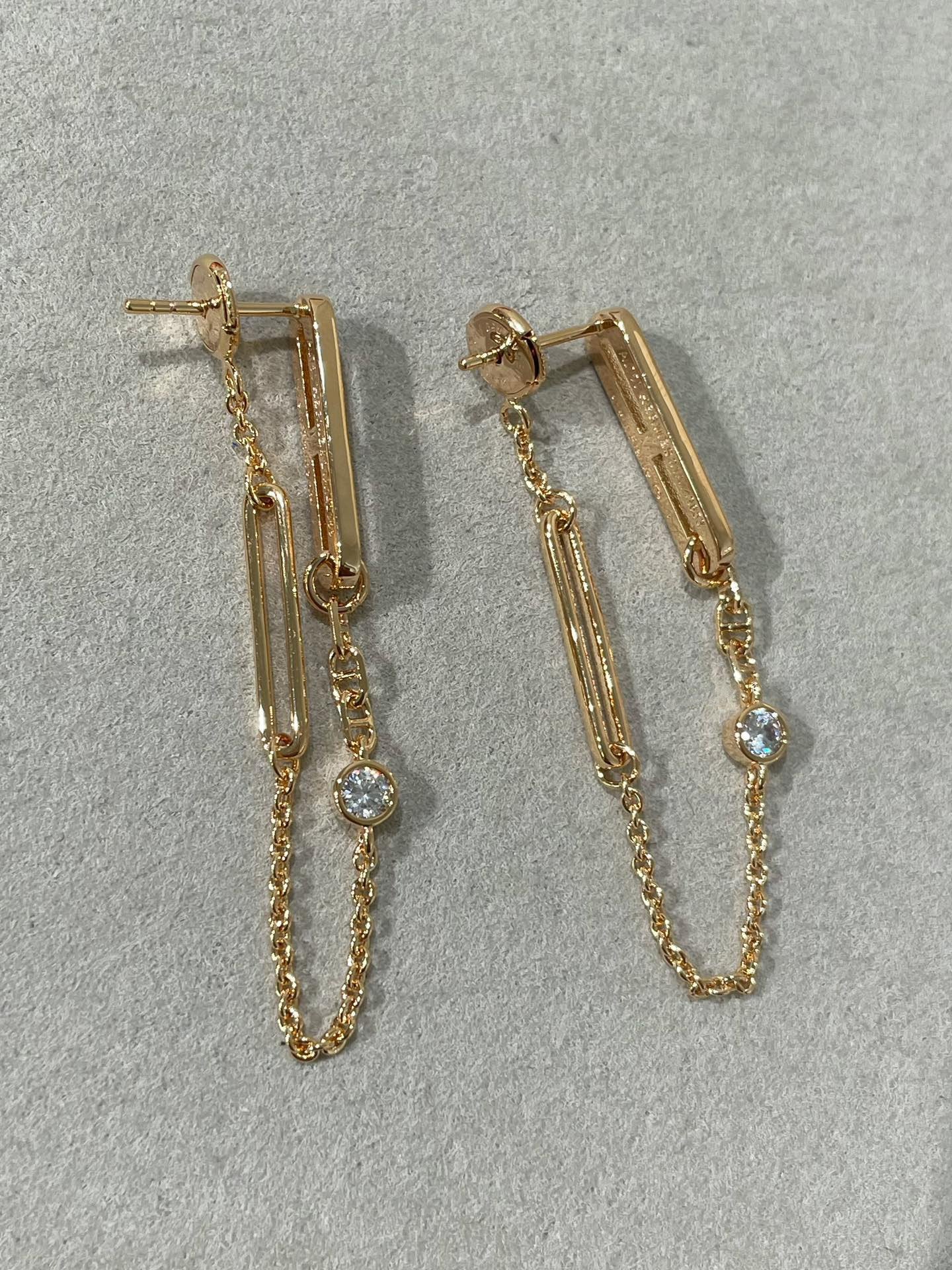 [Psychic Jewelrys]CHAINE CHAOS DIAMOND DROP EARRINGS