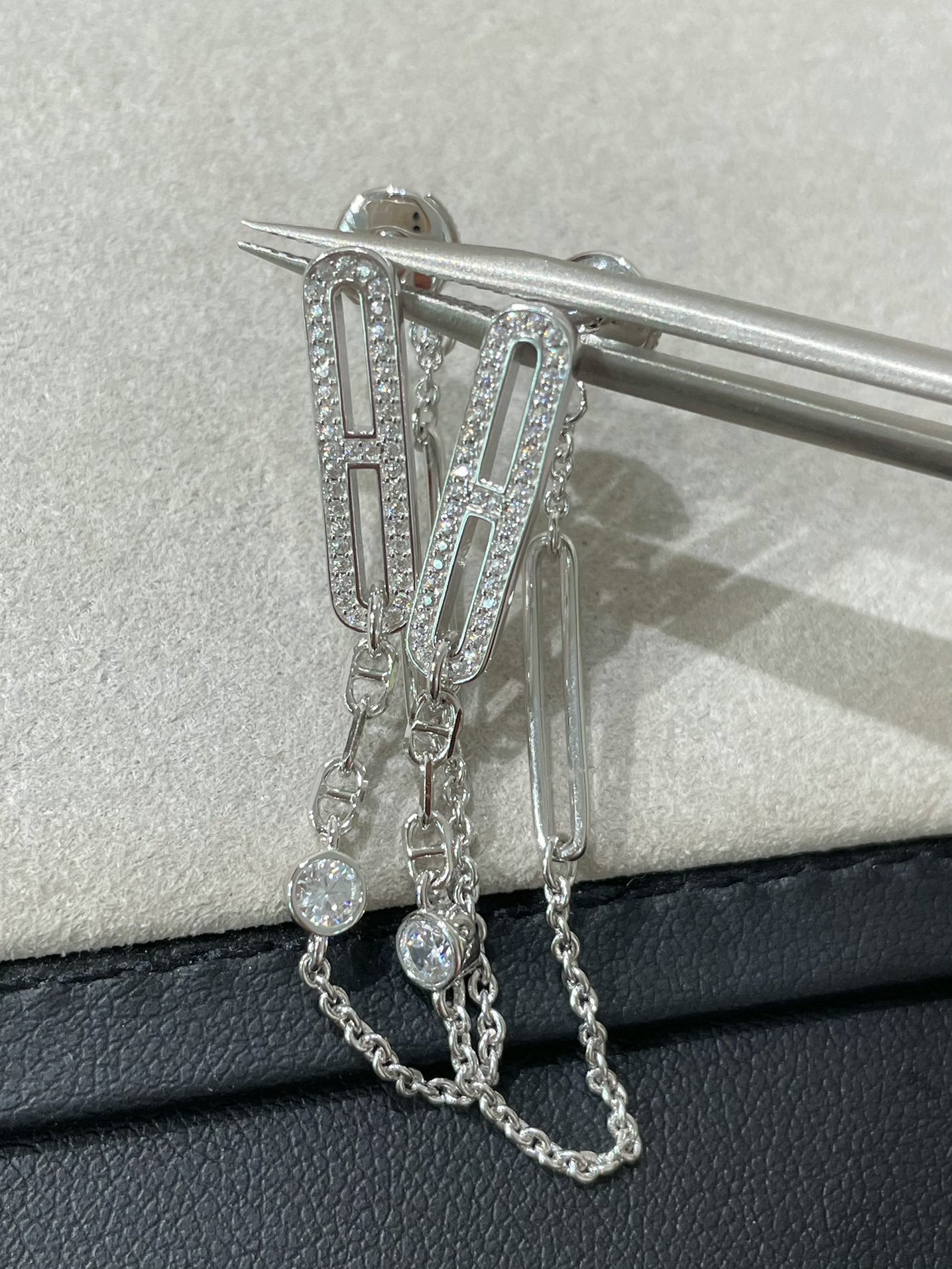 [Psychic Jewelrys]CHAINE CHAOS DIAMOND DROP EARRINGS