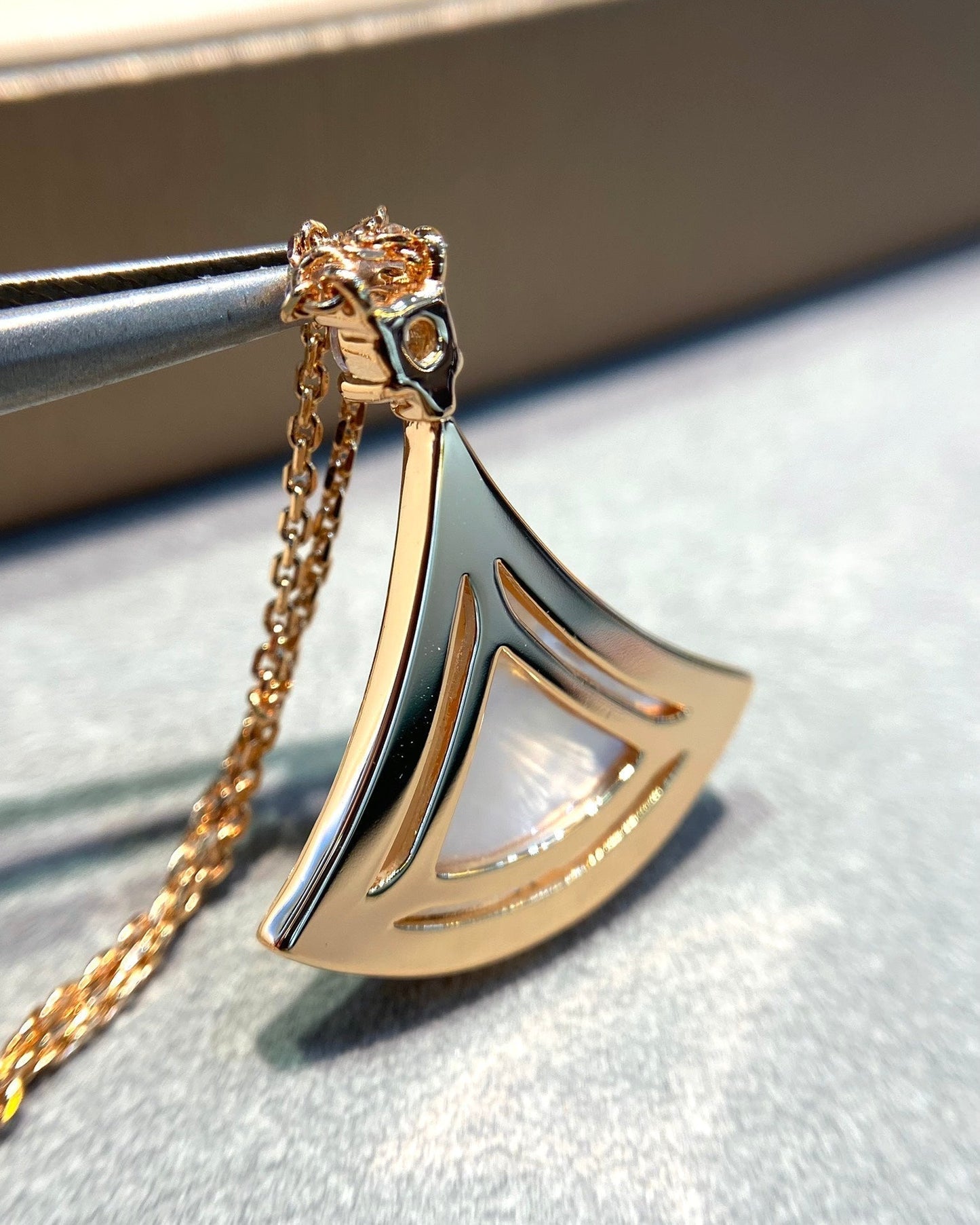 [Psychic Jewelrys]DREAM MOP DIAMOND PAVED PINK GOLD NECKLACE