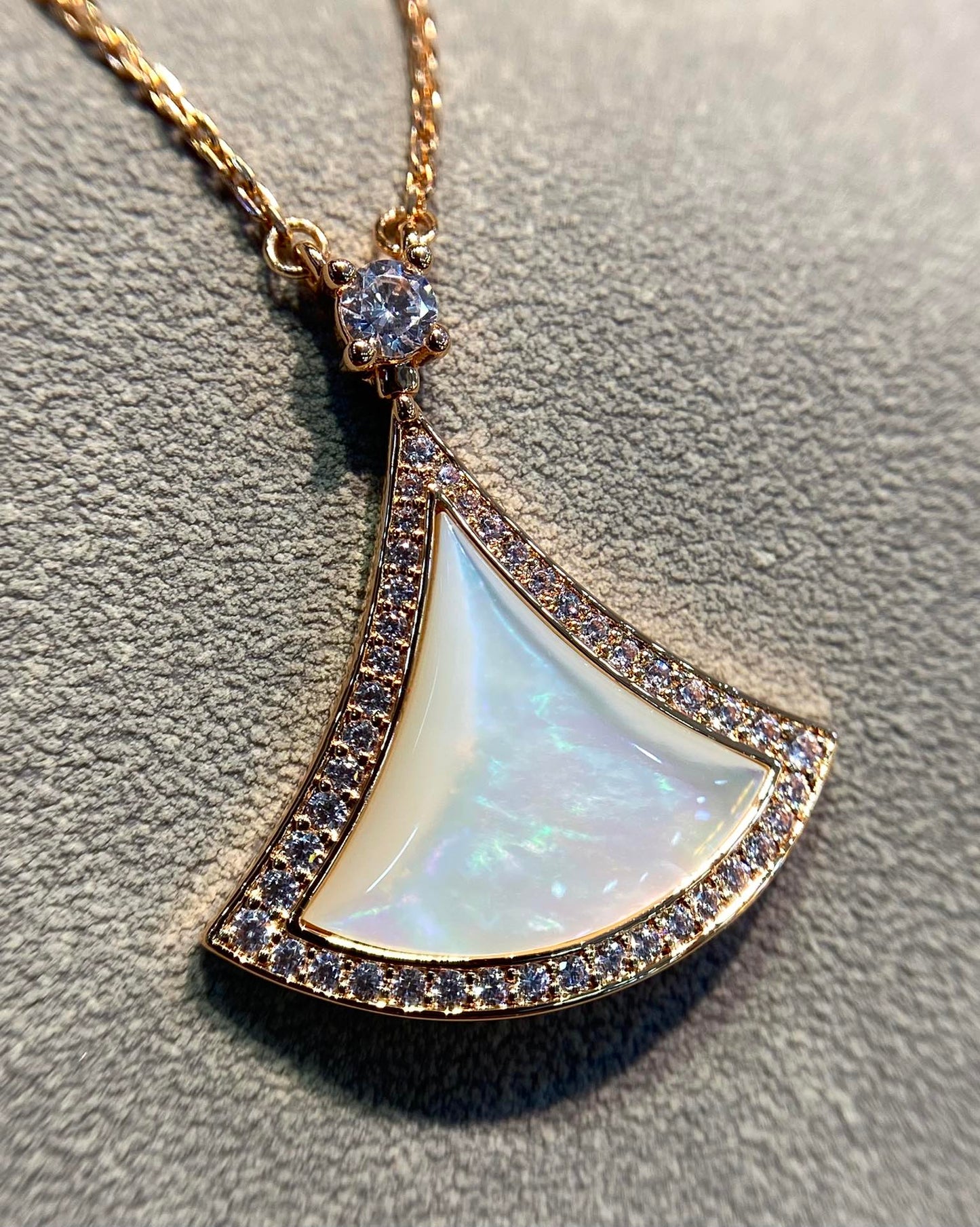[Psychic Jewelrys]DREAM MOP DIAMOND PAVED PINK GOLD NECKLACE