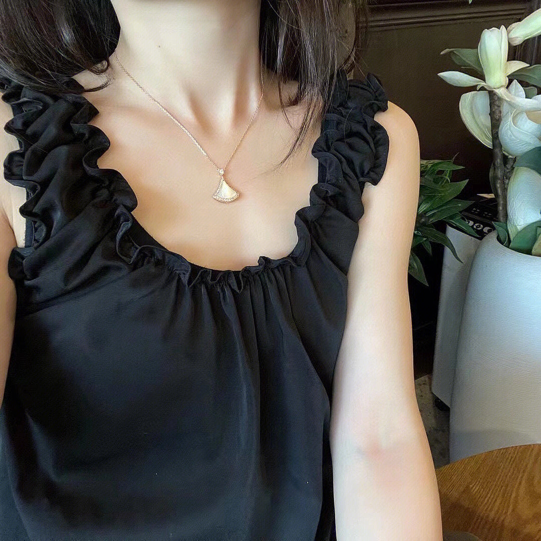 [Psychic Jewelrys]DREAM MOP DIAMOND PAVED PINK GOLD NECKLACE