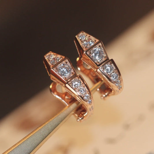 [Psychic Jewelrys]SERPENT PINK GOLD DIAMOND EARRINGS