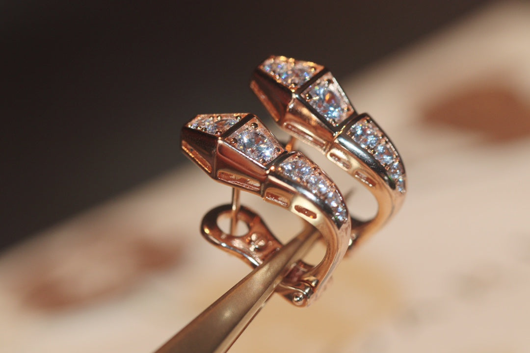 [Psychic Jewelrys]SERPENT PINK GOLD DIAMOND EARRINGS