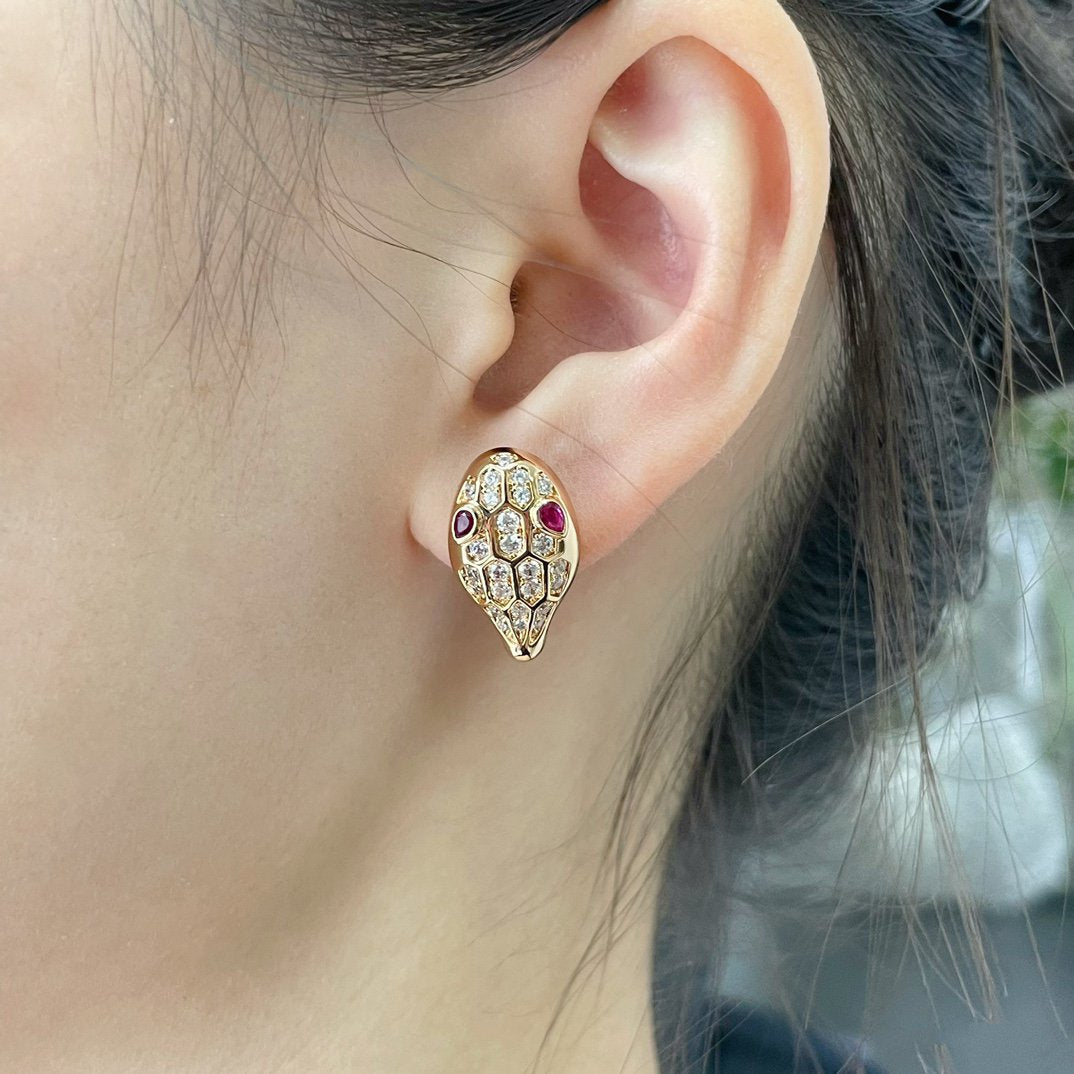 [Psychic Jewelrys]SERPENT DIAMOND STUD EARRINGS