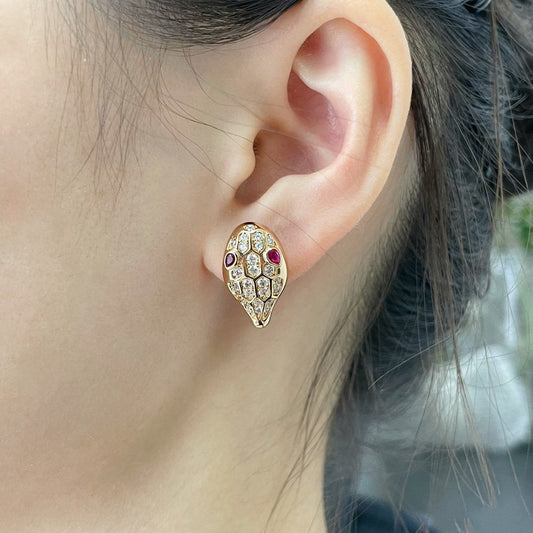 [Psychic Jewelrys]SERPENT DIAMOND STUD EARRINGS