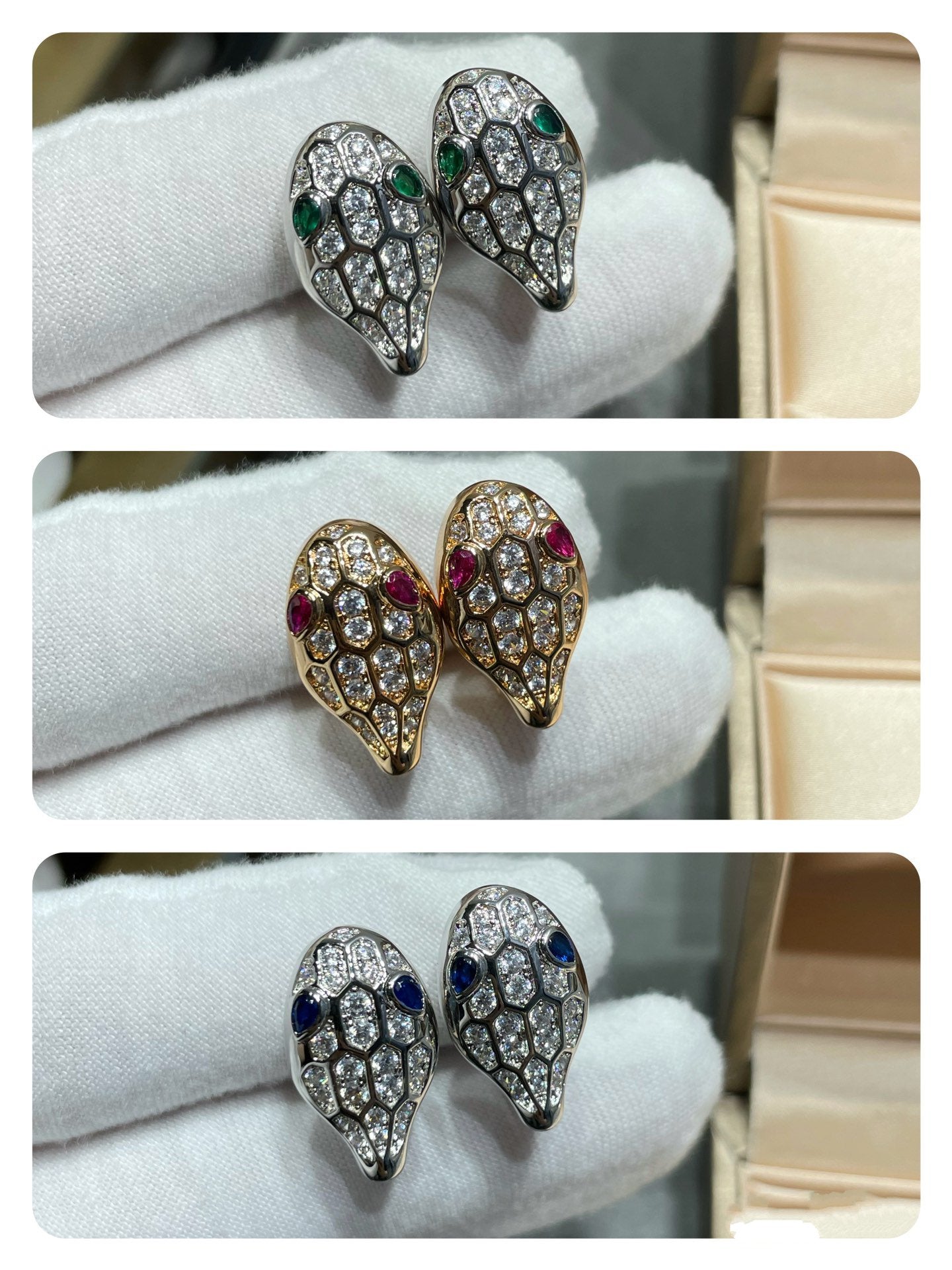[Psychic Jewelrys]SERPENT DIAMOND STUD EARRINGS