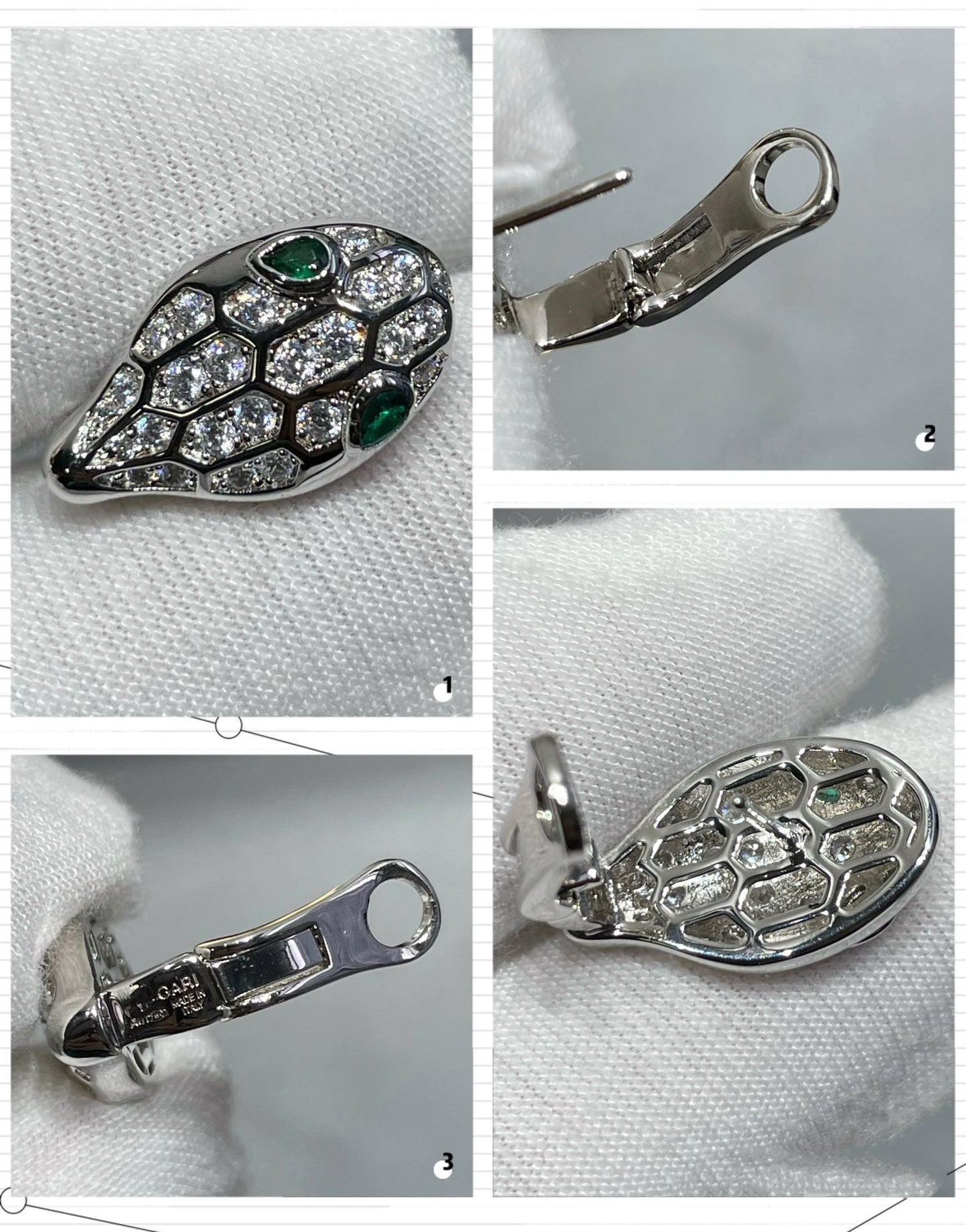 [Psychic Jewelrys]SERPENT DIAMOND STUD EARRINGS