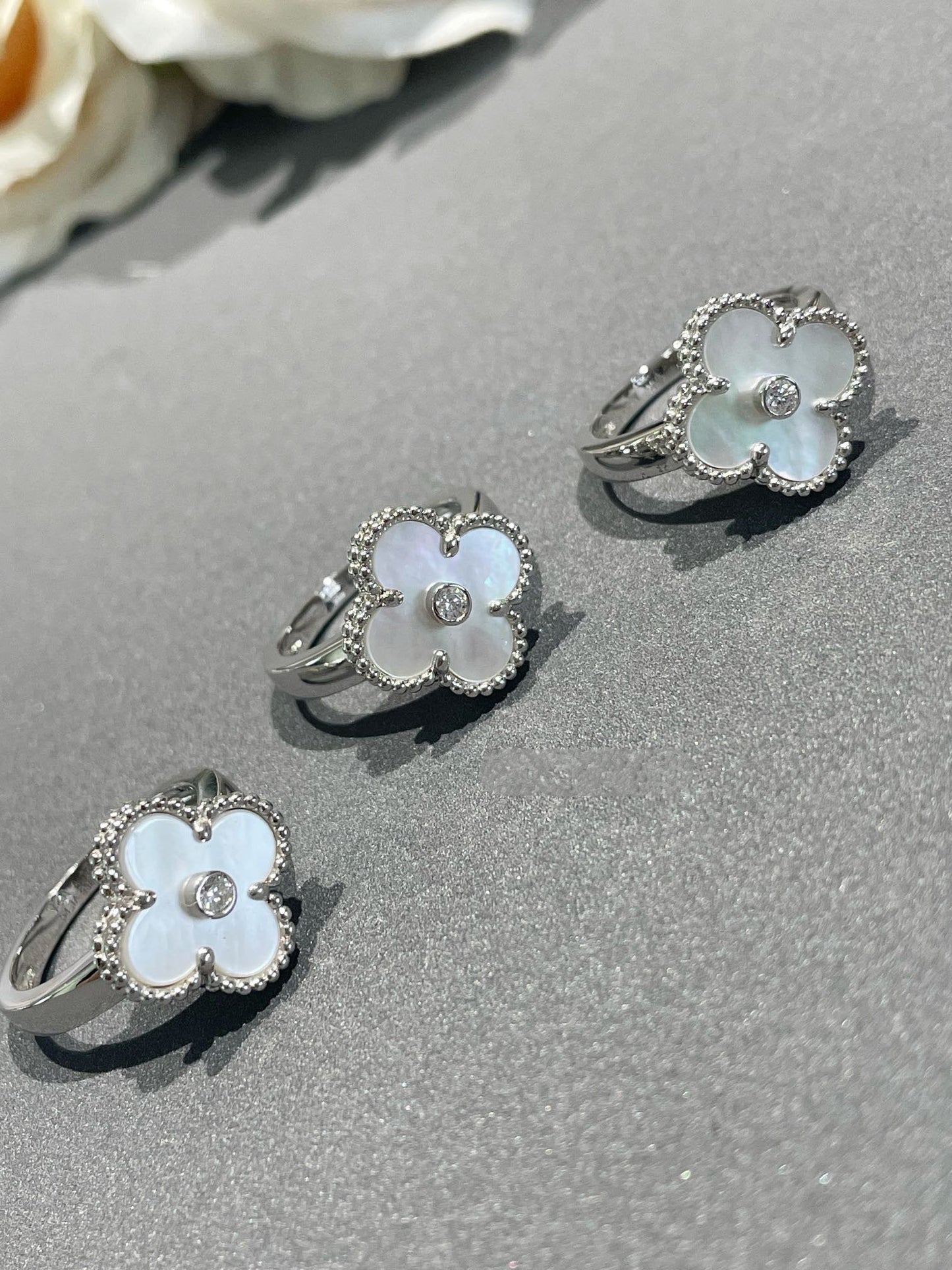 [Psychic Jewelrys]CLOVER SILVER MOP DIAMOND RING