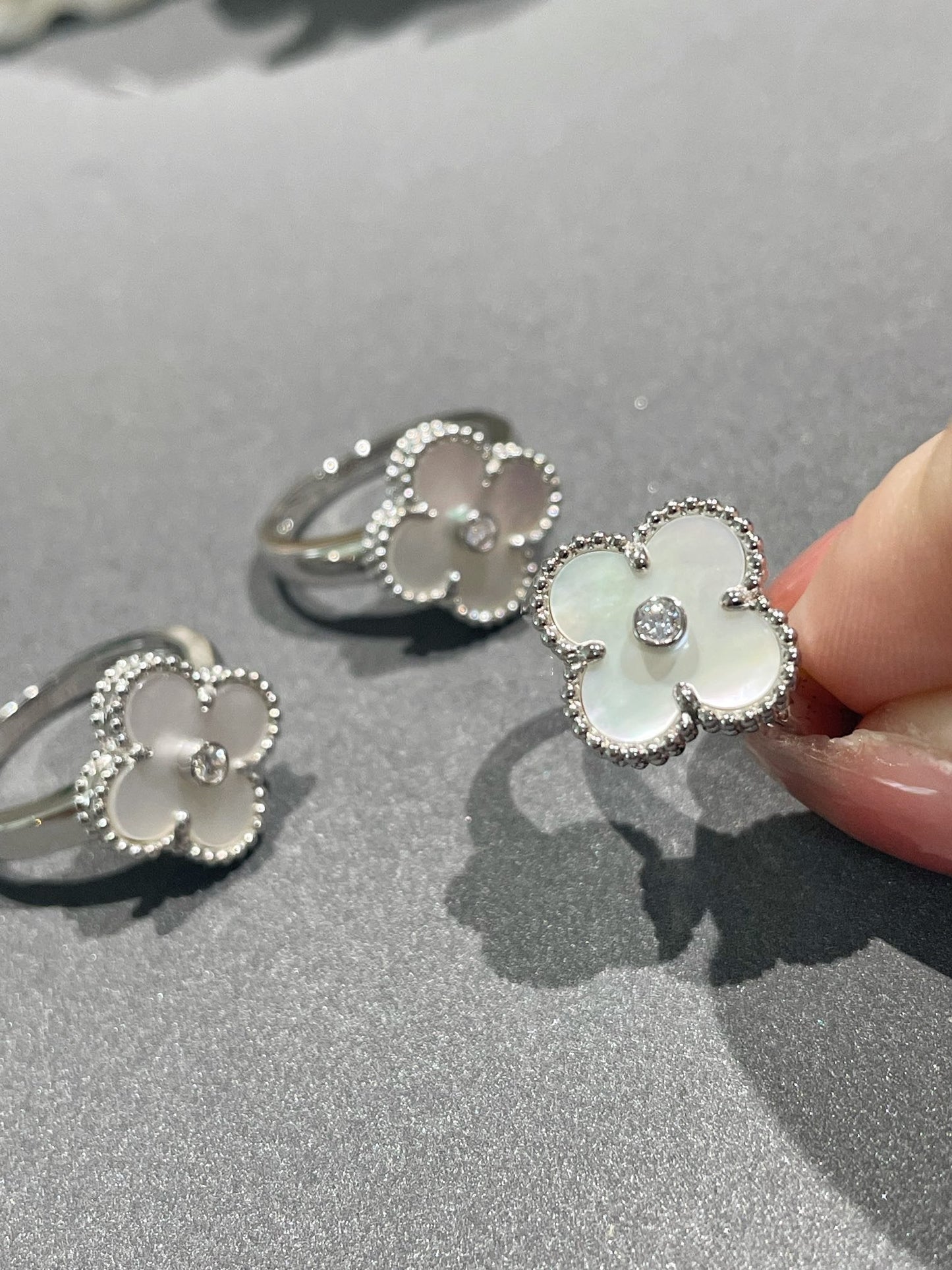 [Psychic Jewelrys]CLOVER SILVER MOP DIAMOND RING